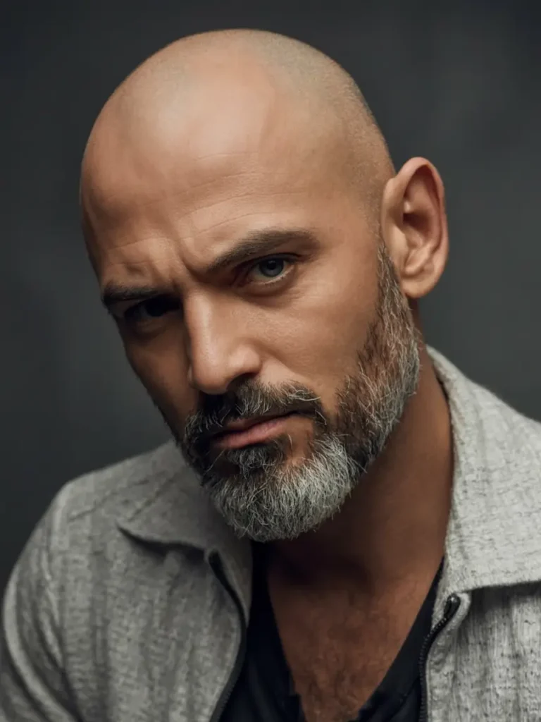 #1. Clean Shave with Salt-and-Pepper Beard