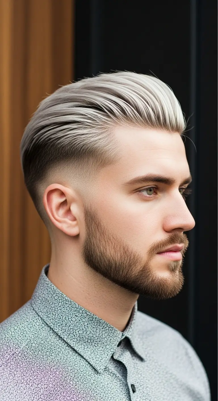 #1. Platinum Pompadour with Skin Fade