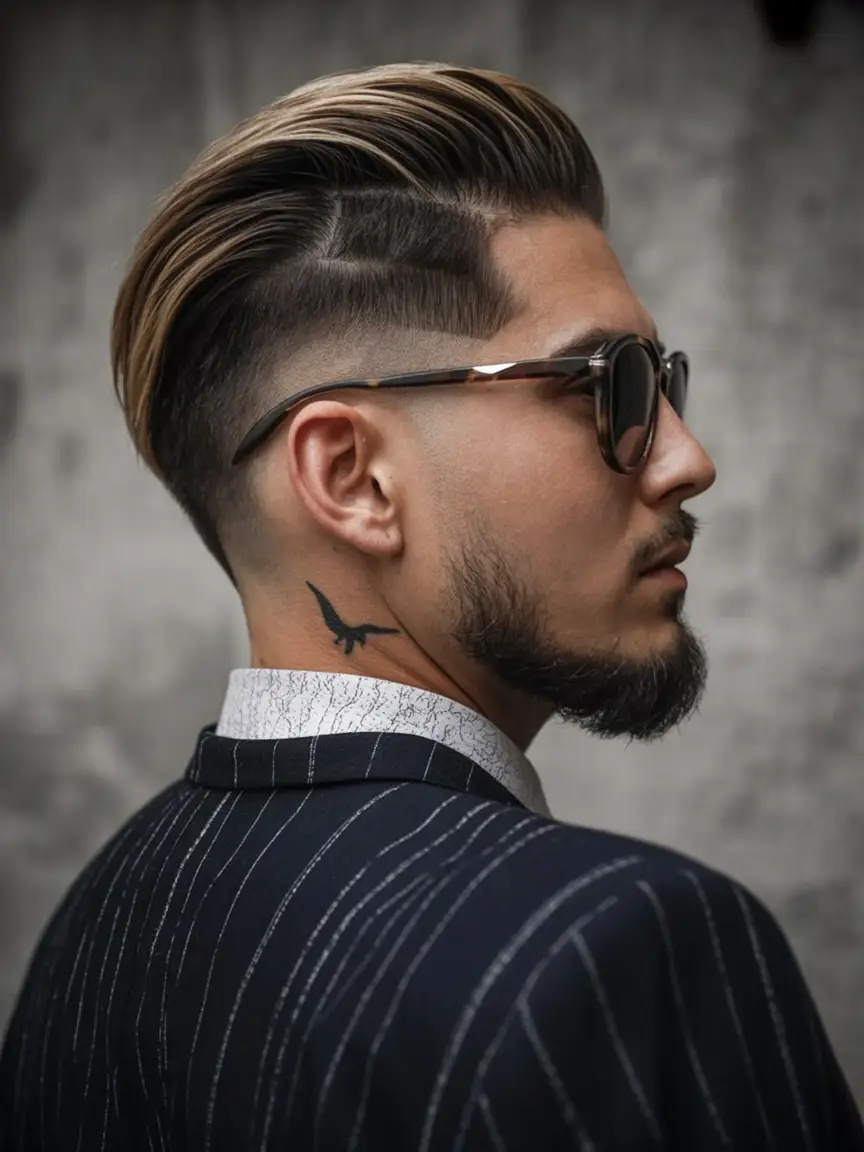 #1. Slick Back Undercut with Razor Part and Skin Fade