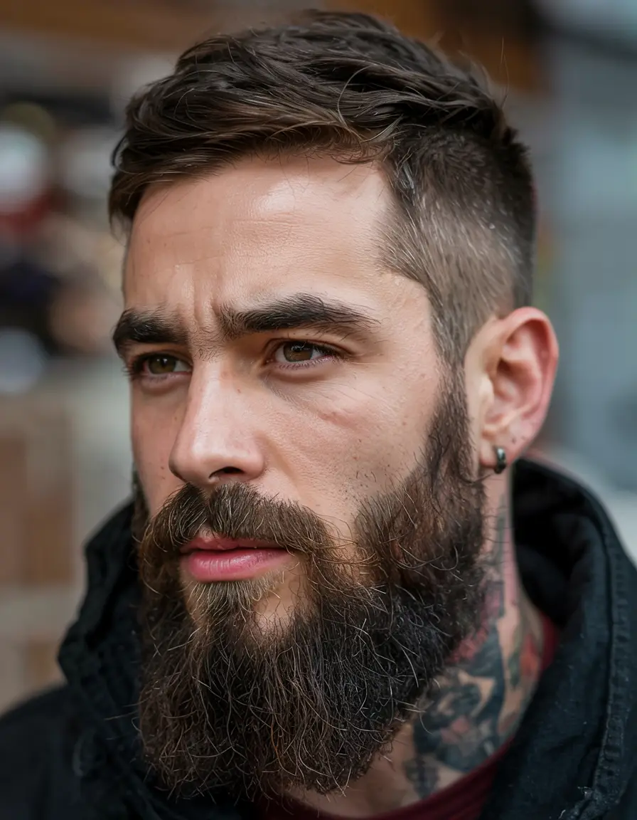 #1. Textured Crop with Tapered Sides and Full Beard