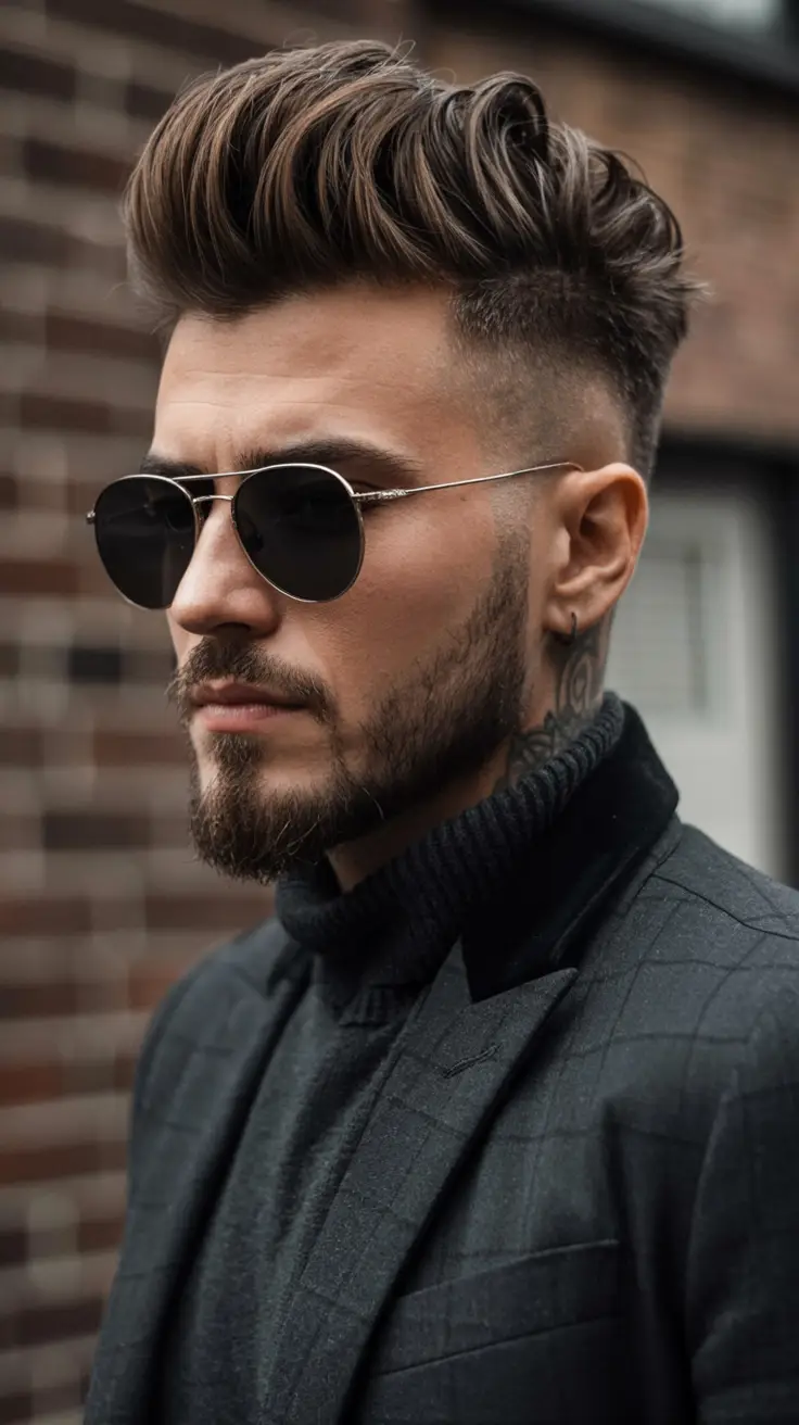 #1. Voluminous Taper Fade with Textured Pompadour