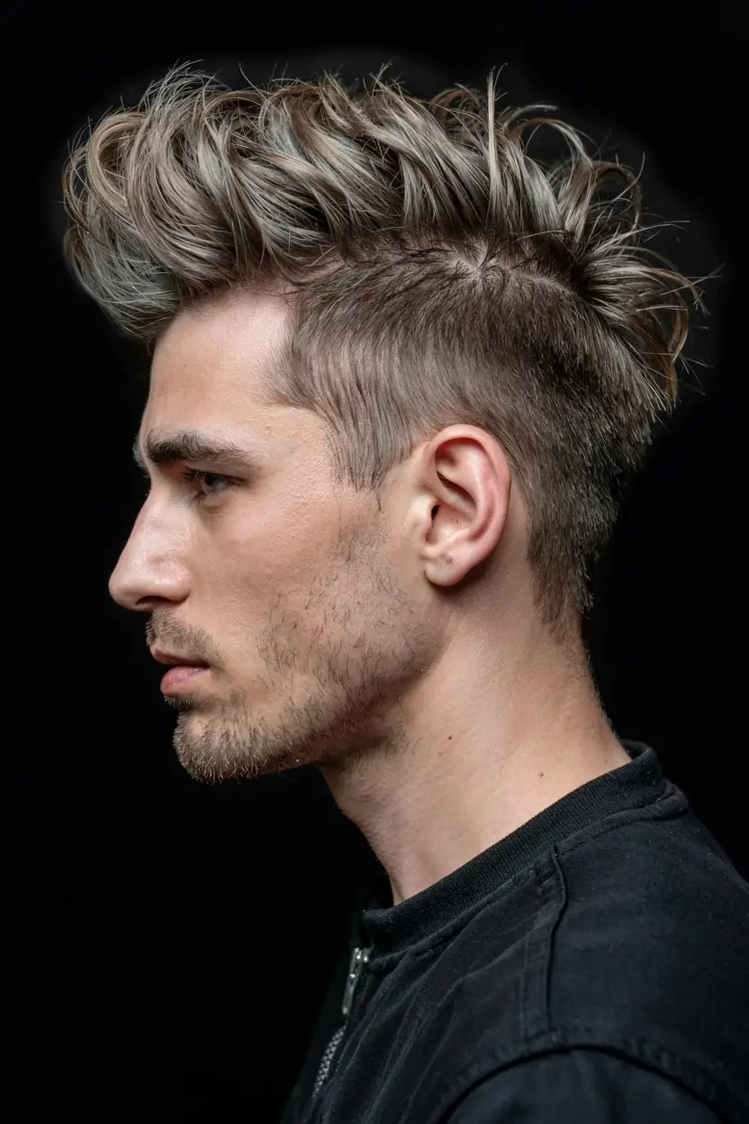 #10. Fierce Faux Hawk Quiff with Textured Peaks