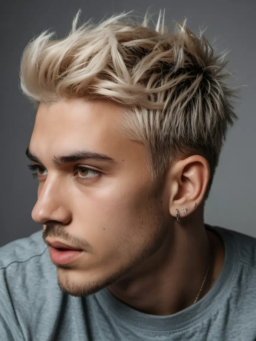 #10. Platinum Spiked Crop with Shadow Fade