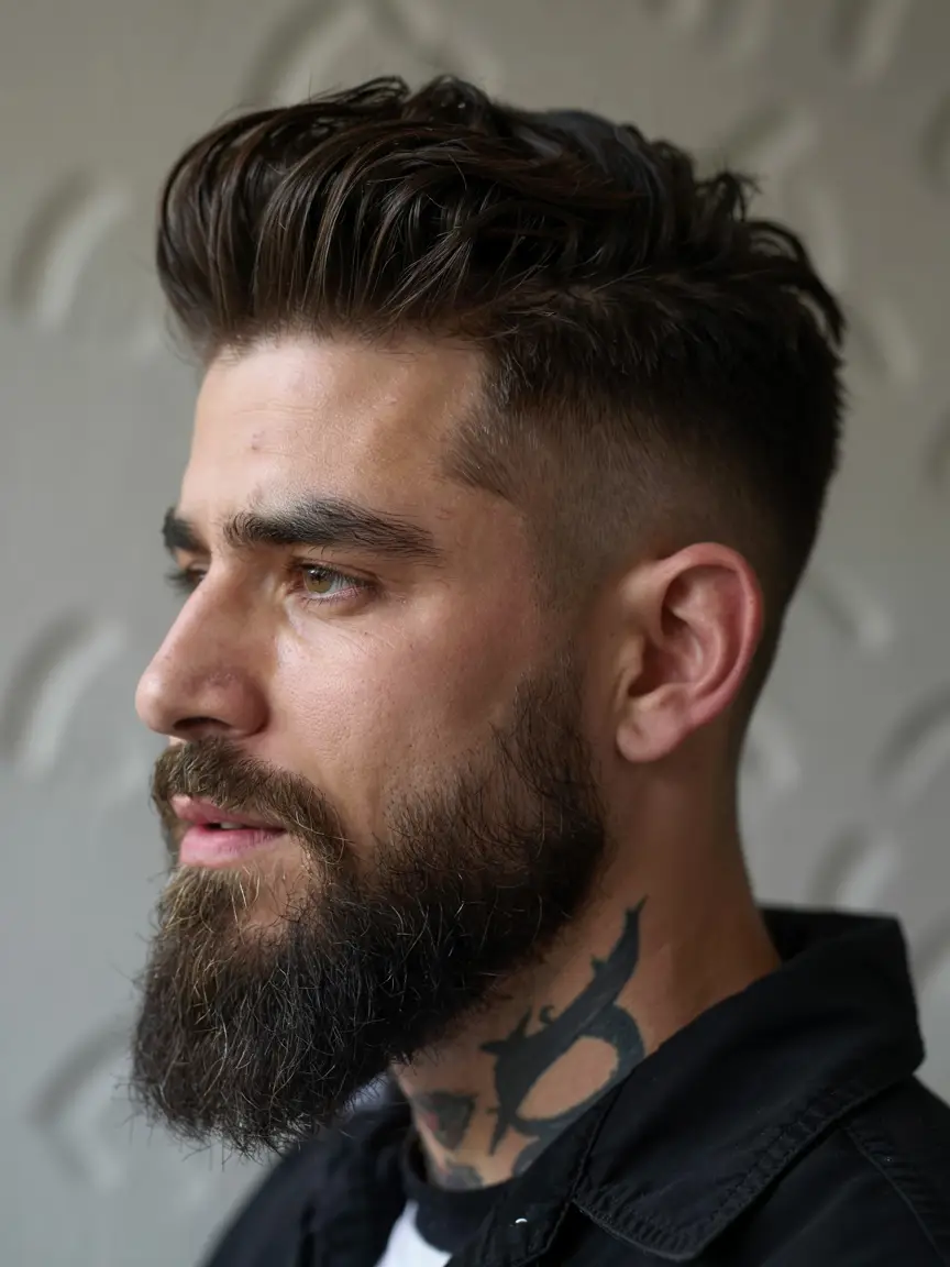#11. Voluminous Pompadour with Skin Fade