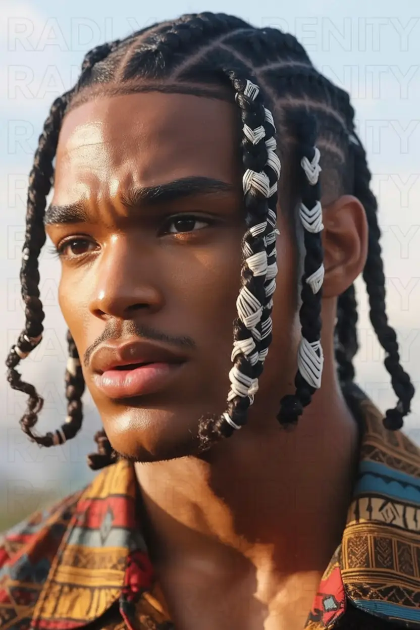 #12. Pattern-Wrapped Braids with Curved Cornrows