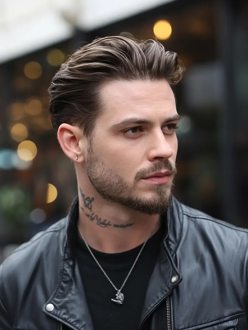 #12. Relaxed Slick-Back with Natural Flow and Subtle Wave