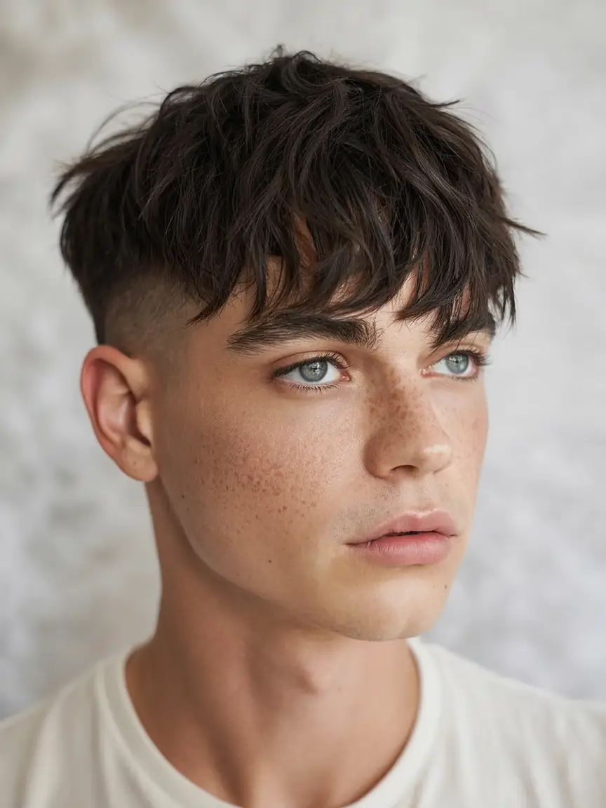 #12. Tousled Fringe with Tapered Fade