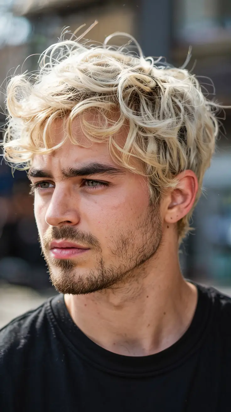 #13. Blonde Curly Crop with Sun-Kissed Texture