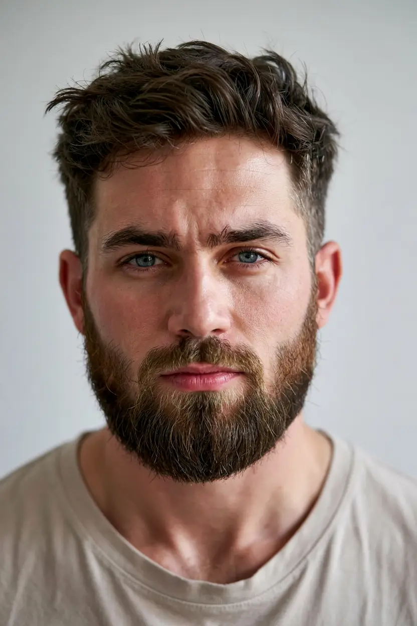 #13. Natural Texture French Crop with Grown-Out Beard