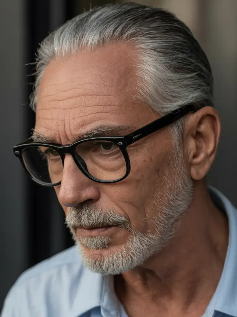#13. Slick Back with Light Beard and Glasses