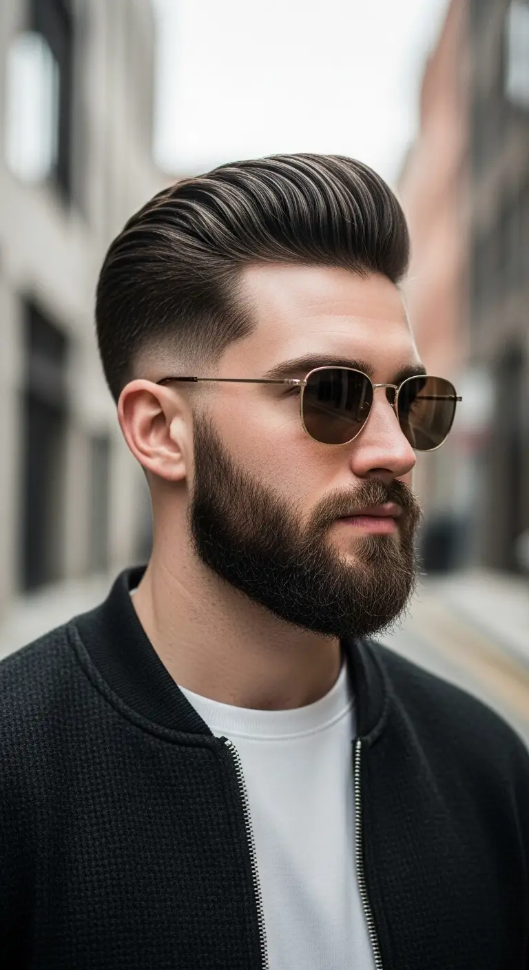 #13. Volumized Pompadour with Shadow Fade
