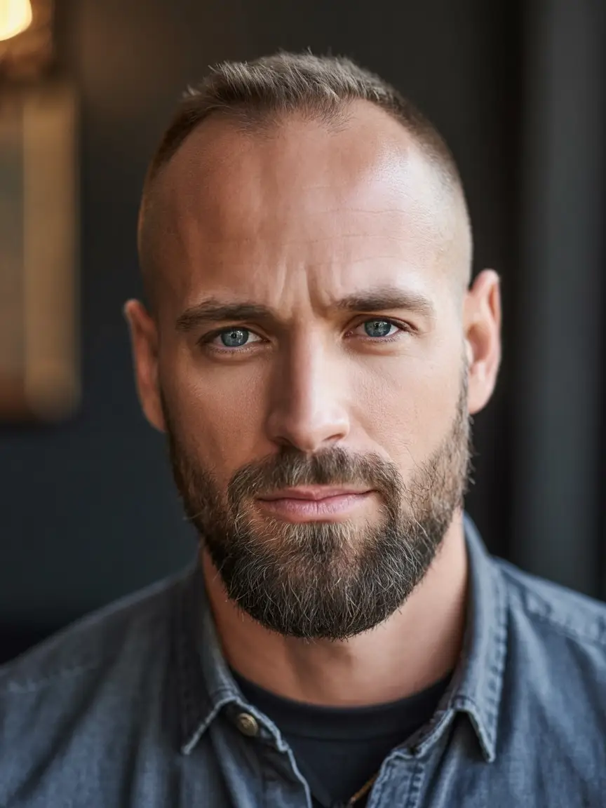 #14. Textured Crew Cut with Tapered Beard