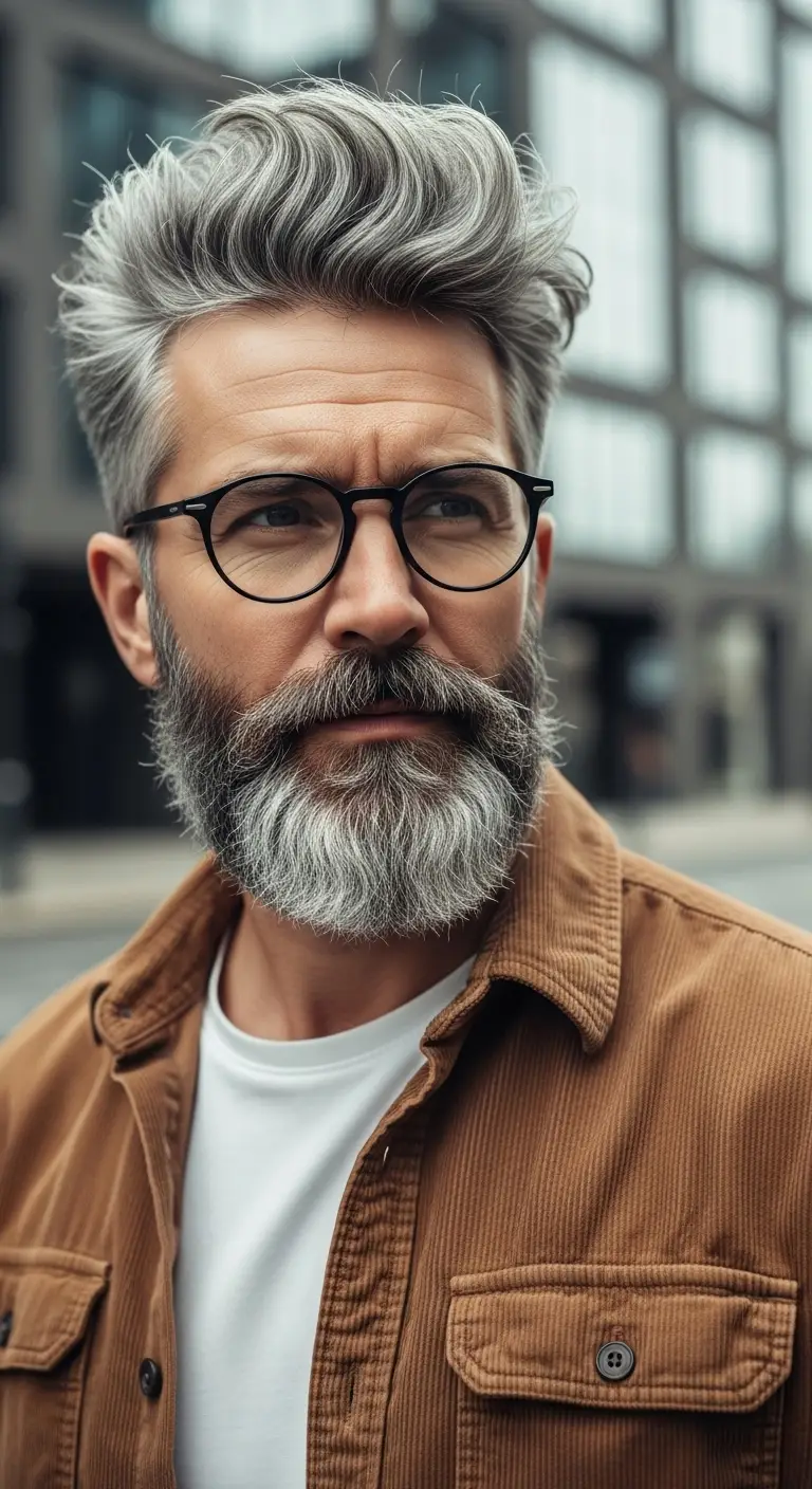 #15. Wavy Silver Quiff with Natural Flow