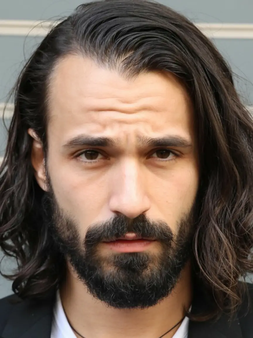 #16. Long Layers with Strong Beard Contrast