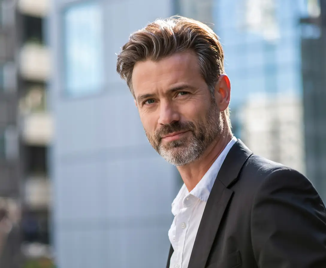 #16. Side-Parted Business Quiff with Subtle Grey