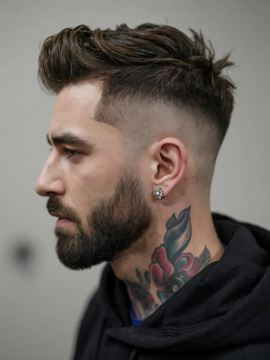 #17. Textured Quiff with Low Skin Fade