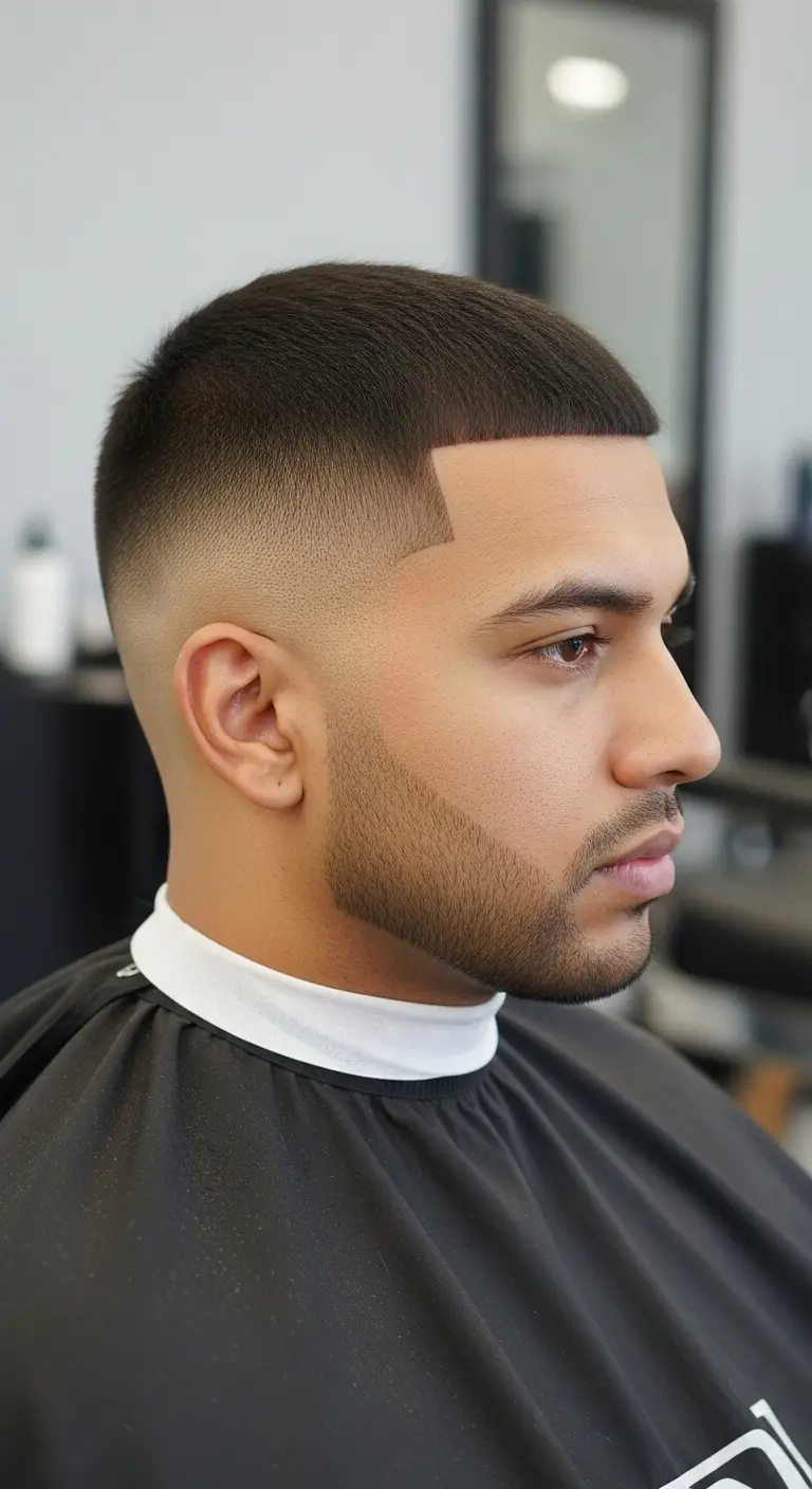 #18. Precision Buzz Cut with Skin Fade and Line-Up