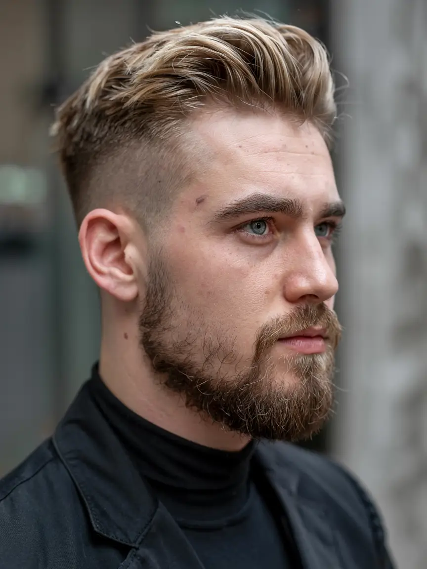 #2. Brushed Up Taper Fade for Straight Hair
