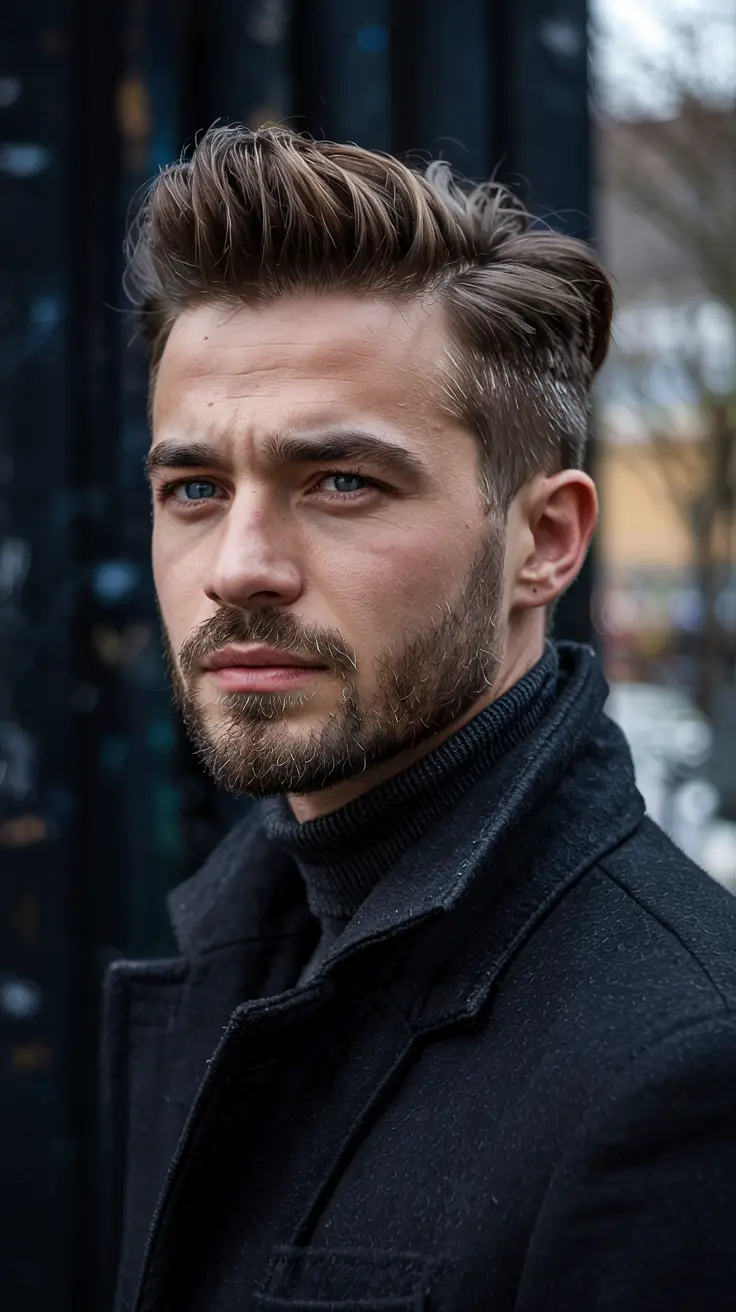#2. Classic Quiff with Taper Fade and Beard