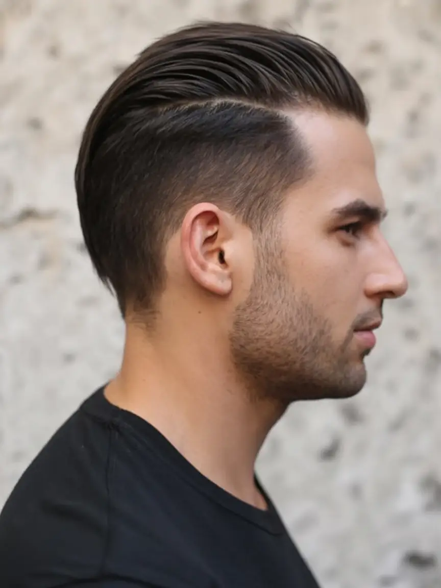 #2. Slicked-Back Undercut with Hard Part Detail