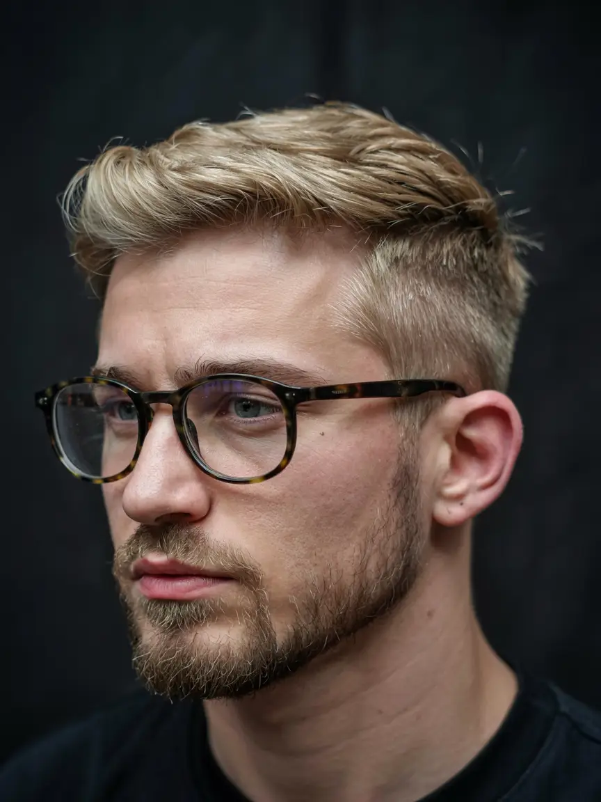 #2. Textured Blonde Crop with Taper Fade
