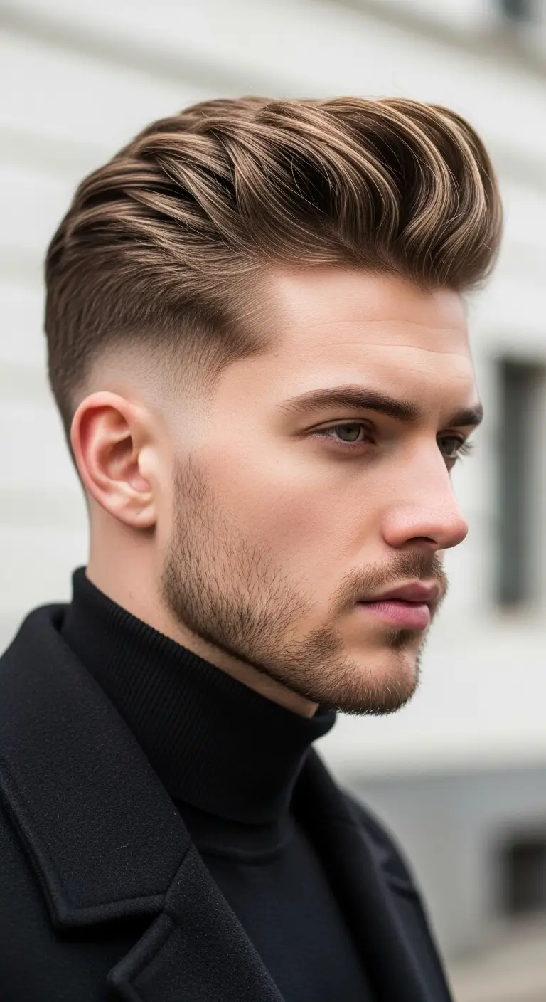 #20. Layered Quiff with Taper Fade