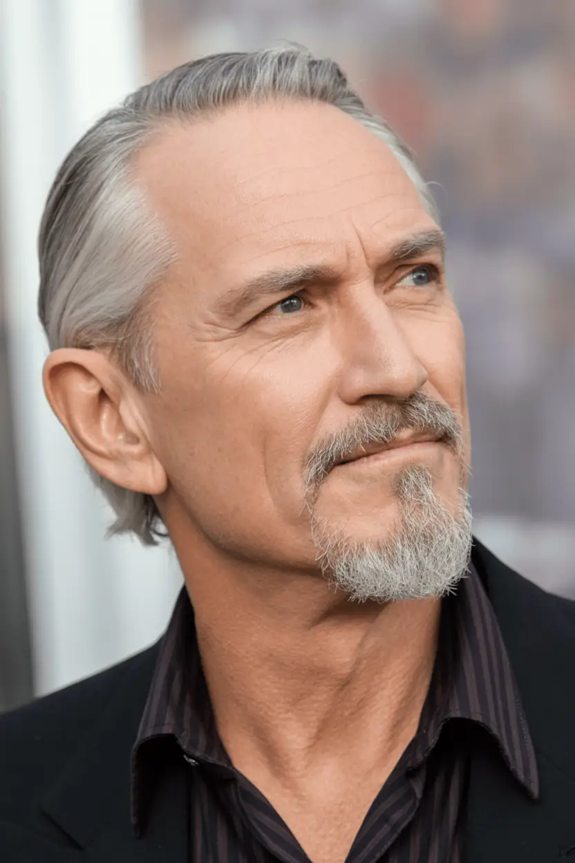#3. Classic Mature Goatee with Silver Fade
