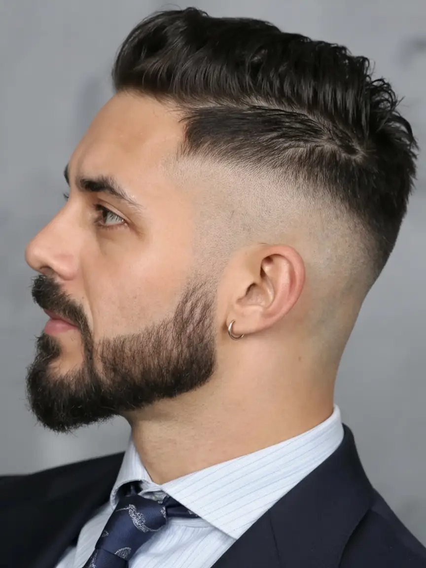 #3. Classic Side Part with High Fade Finish