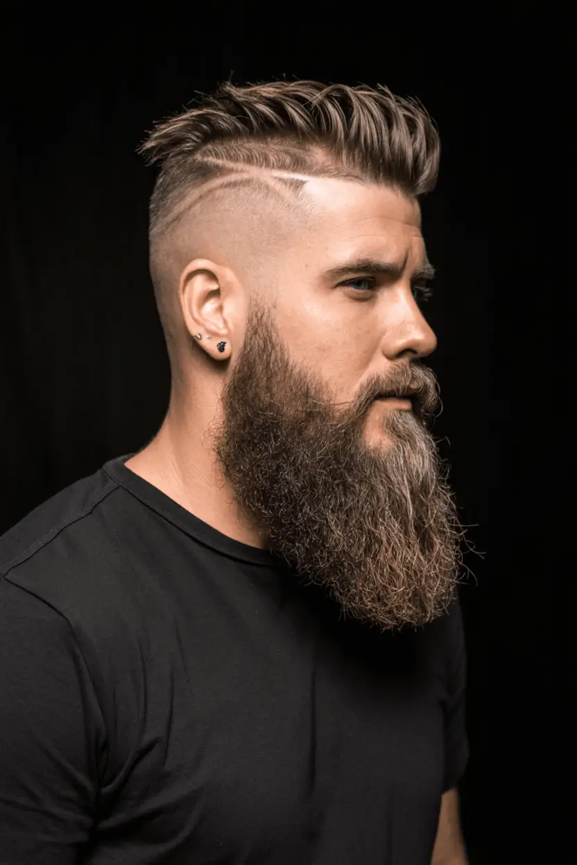 #3. Disconnected Undercut with Full-Length Beard