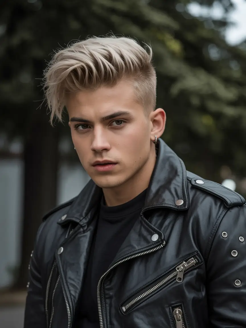 #3. Platinum Textured Quiff with Undercut Fade