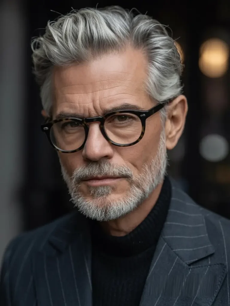 #3. Sculpted Pompadour with Silver Fade