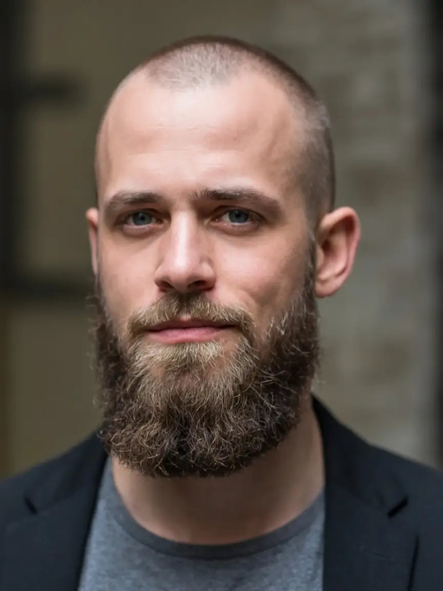 #3. Short Crop with Rugged Full Beard