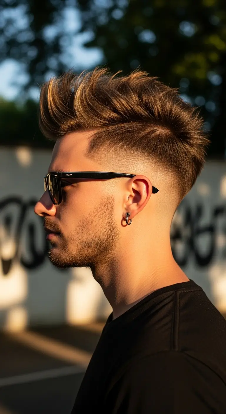 #3. Spiked Faux Hawk with Crisp Mid Fade