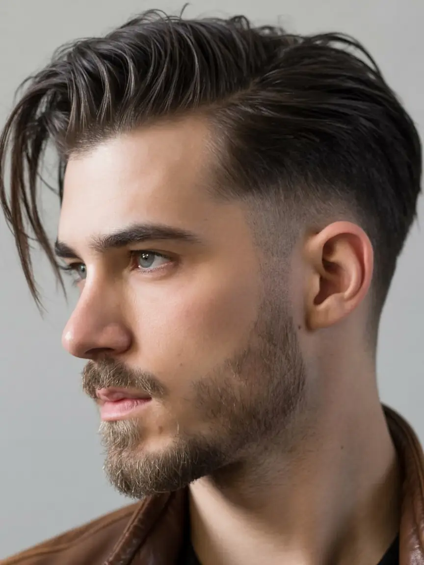 #3. Textured Slick-Back with Front Strand Drop