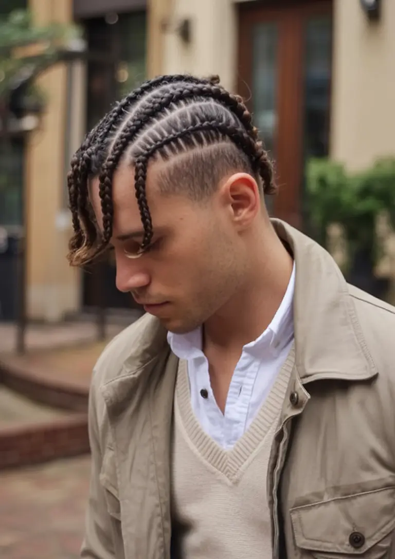 #4. Loose-End Braids with Curled Fringe