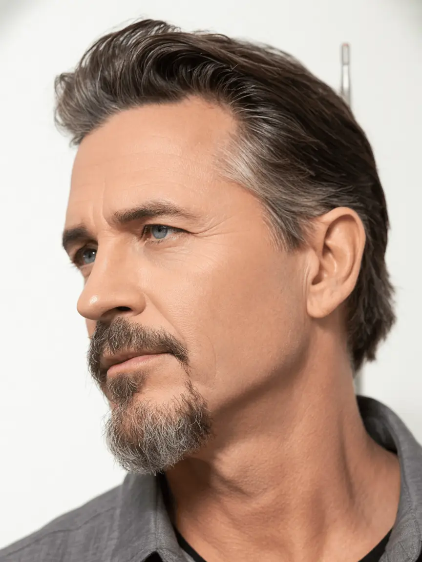 #5. Blended Goatee with Softened Edges and Gray Accents