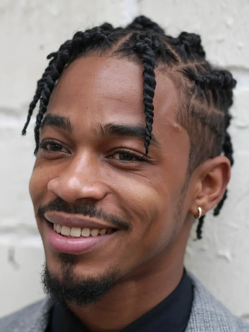 #5. Chunky Twists with Middle Part and Tapered Sides