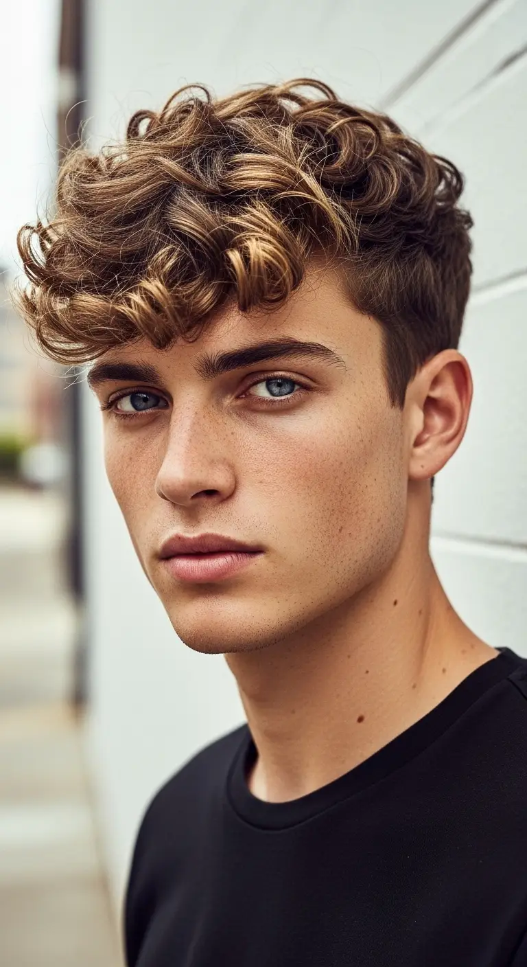 #5. Curly Top with Tapered Sides