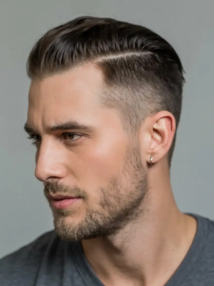 #5. Defined Part Slick-Back with Taper Fade