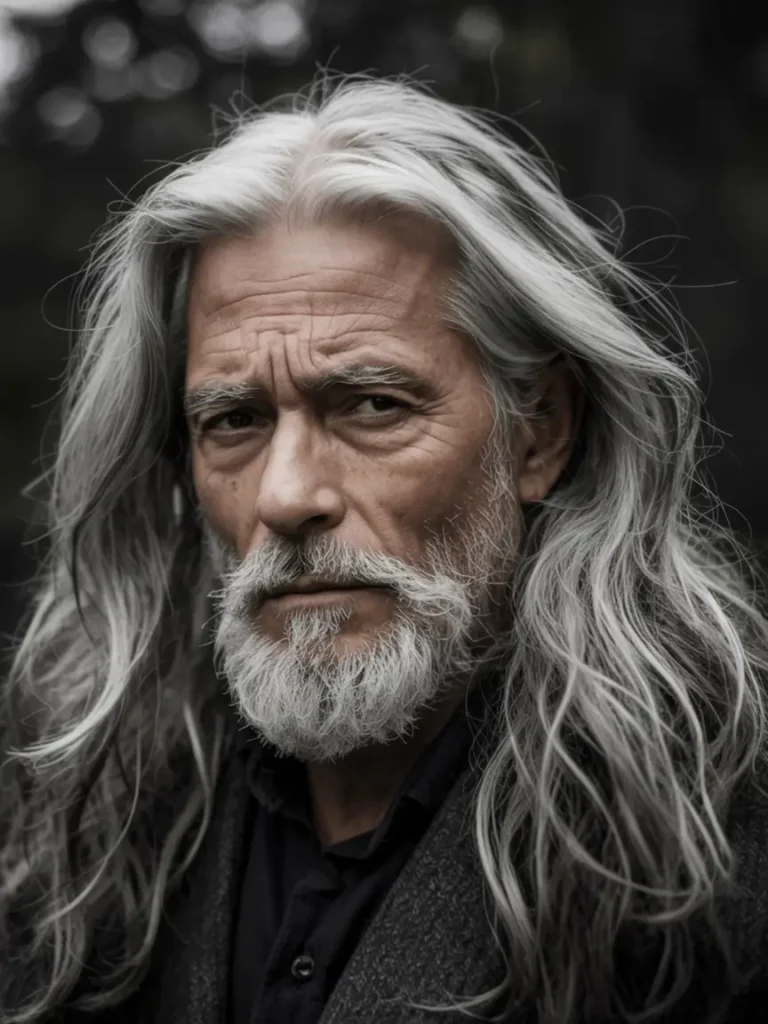 #5. Flowing Silver Length with Full Beard