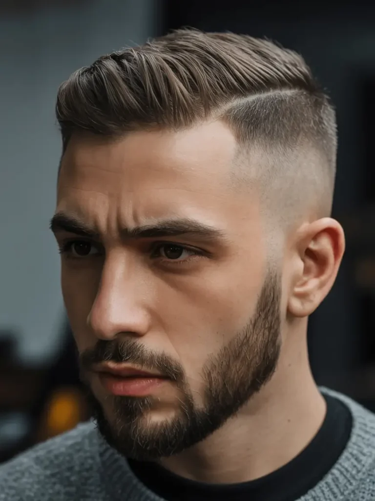 #5. Hard Part Comb Over with Skin Fade