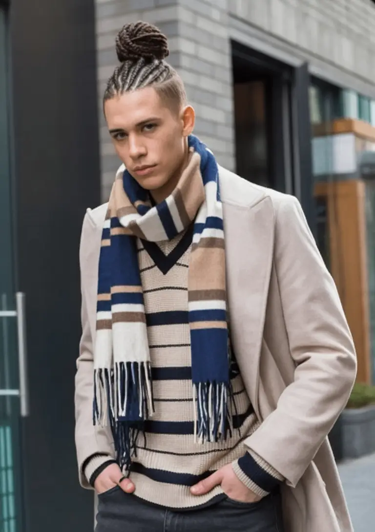 #6. Braided Topknot with Faded Sides