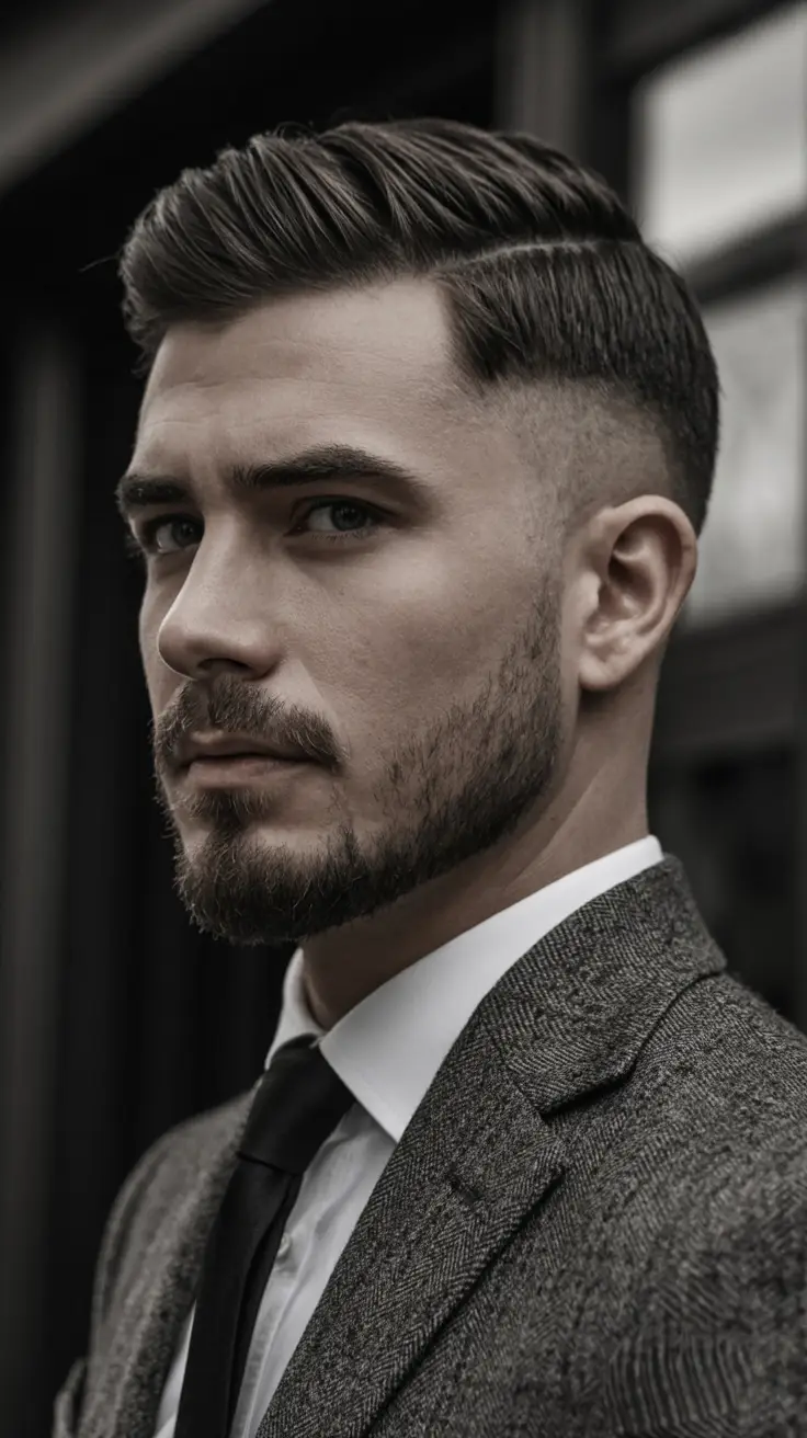#6. Business Taper Fade with Hard Side Part