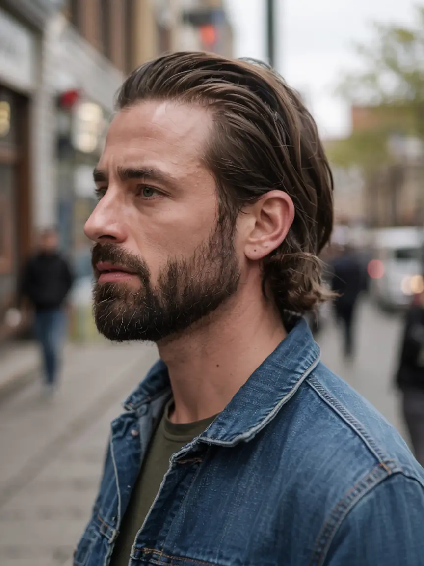 #6. Slicked-Back Medium Cut