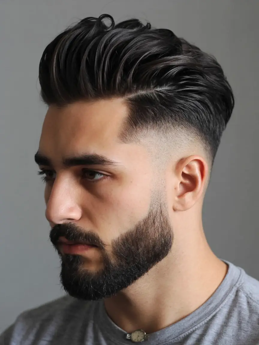 #6. Voluminous Side Part with Skin Fade