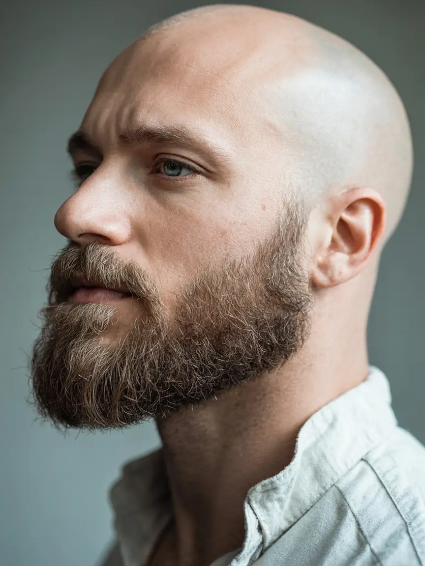 #7. Sleek Shave with Full Viking Beard
