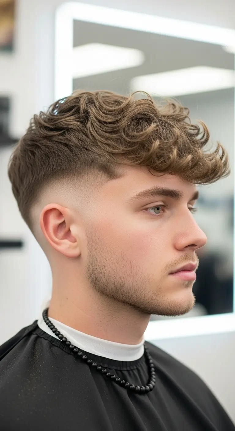 #8. Curly Fringe with Skin-Tight Mid Fade