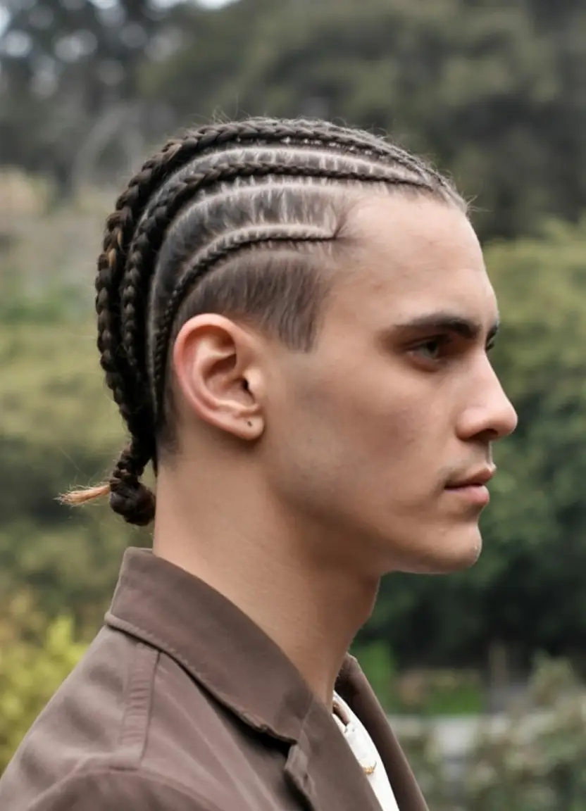 #8. Layered Cornrows with Tied Low Braid