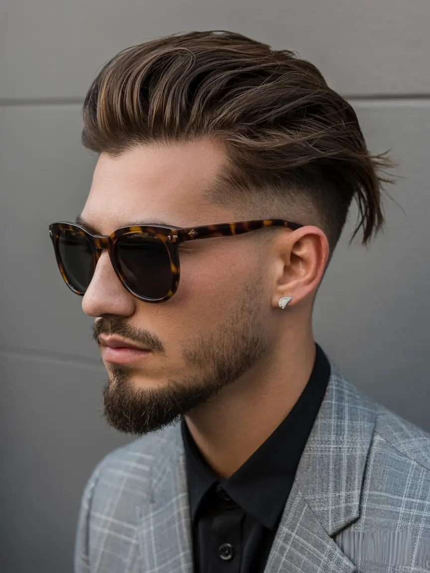 #8. Loose Taper Fade with Messy Slick Back
