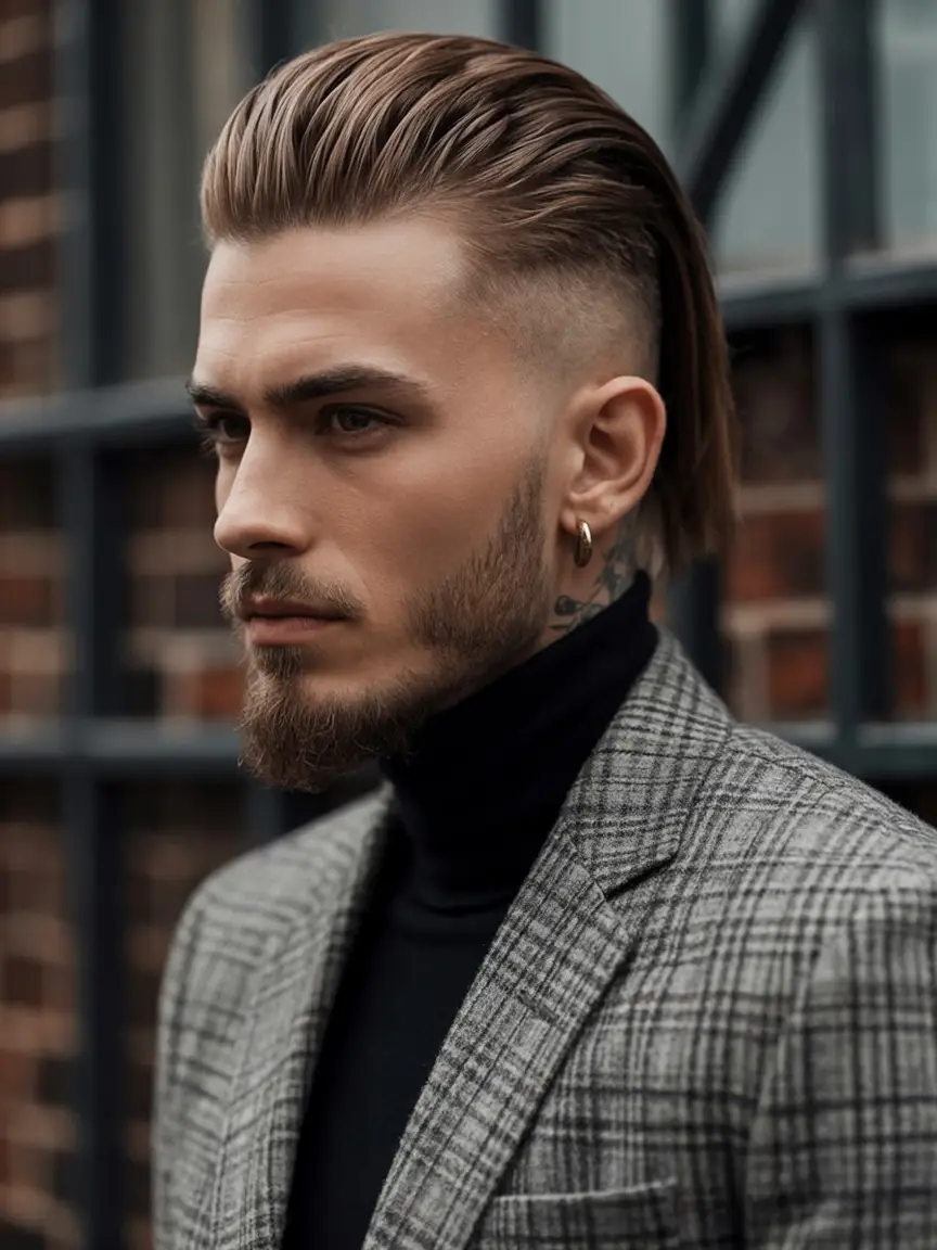 #8. Slicked Back Undercut with Long Length and Skin Fade